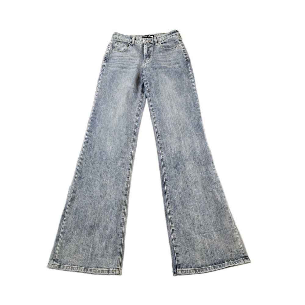 Fashion Nova Junior's Jeans Wde Leg Flare Mid Rise Stretch 28" X 37" Size 5 Tall